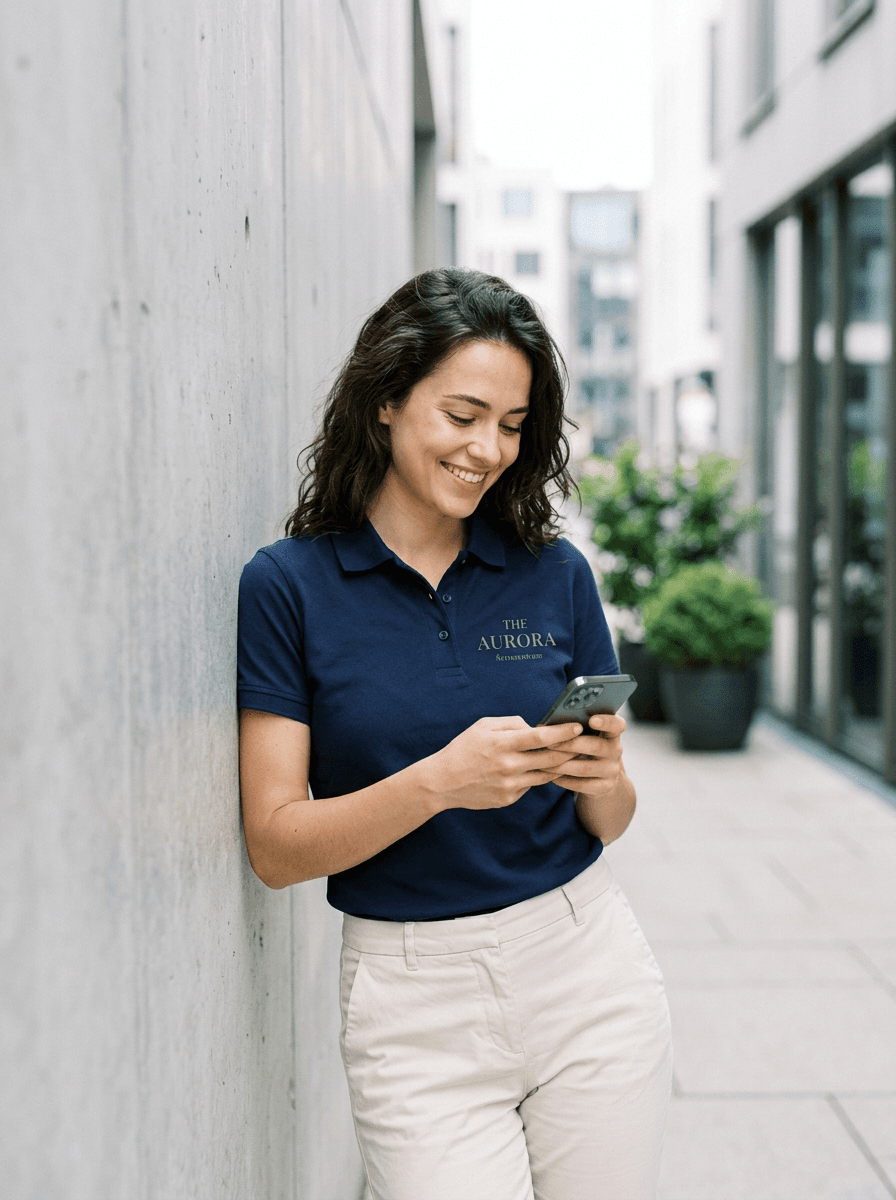 Frau in Aurora Polo